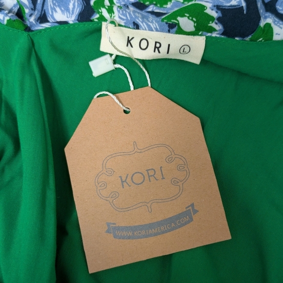 Kori Green Blue Ruffle Floral Sleeveless Jumpsuit Pockets NWT - Picture 7 of 9